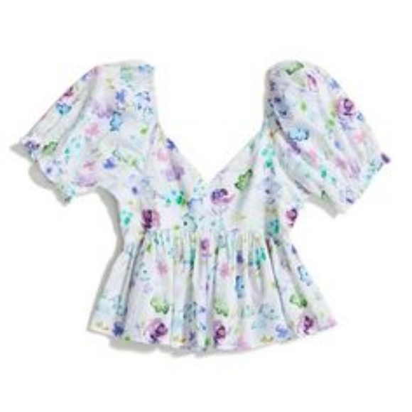 NEW ✨  Urban Outfitters Floral Puff Sleeve Top - Picture 4 of 8